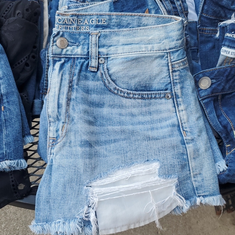 American Eagle denim hi-rise shorts